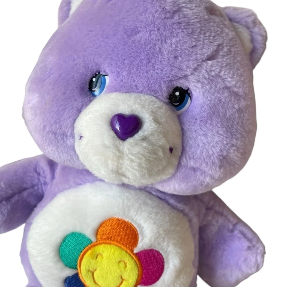 Care Bear Purple Harmony Bear flower Talking Works 13” Plush Stuffed Animal 2003